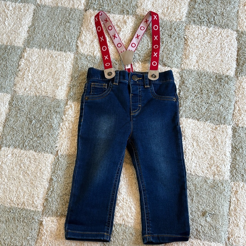 Cat & Jack baby 12m jeans with suspenders